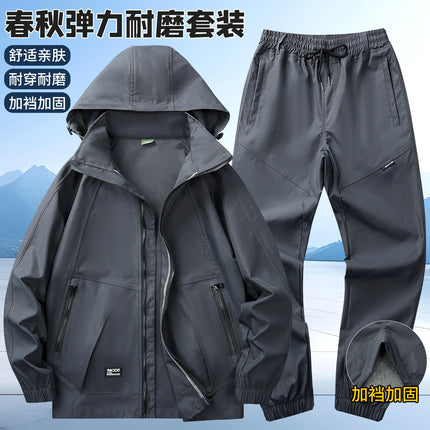 Autumn and Winter fleece-lined Waterproof Charge Clothes suit Soft Shell Mountaineering Warm Mountaineering Clothes Outdoor Labor Protection Dirty Resistant Work Clothes