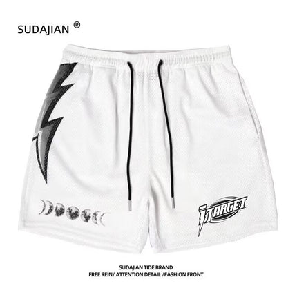 Summer New Lightning American Basketball Sports Loose Casual Trendy Brand Fashion Retro Training Versatile Shorts Men's Style