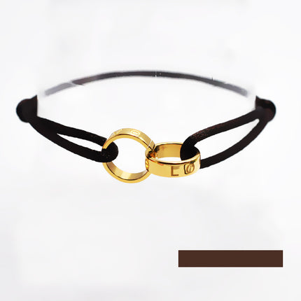 Cross-border supply Foreign Trade hand-woven couple stainless steel bracelet love double ring bracelet adjustable bracelet