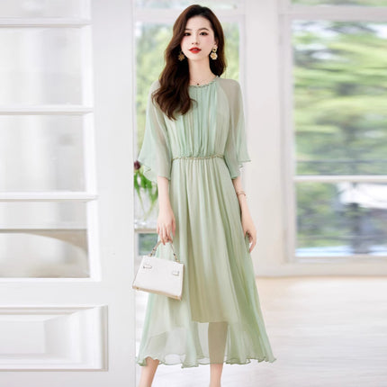 Spring and Summer New Style Elegant Silk Dress High-End Light Luxury Mulberry Silk Dress Light Luxury Style Dress