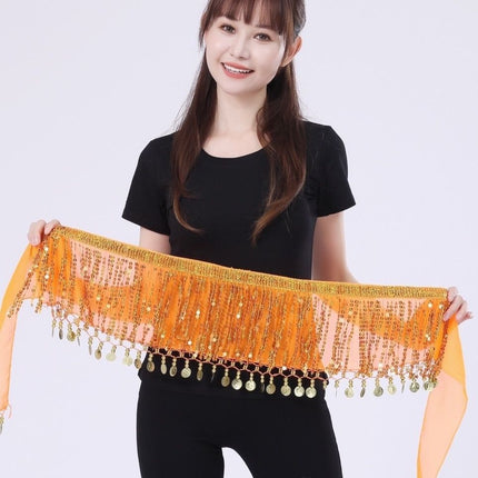 HALLOWEEN Hip for Belly Dance Indian Dance Performance Waist Chain with Belt Skirt Waist Towel Sequins Tassel