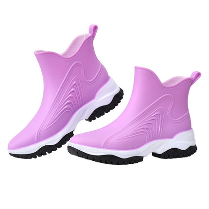 2026 Short-Tube Water Boots for Outdoor Work, Car Washing, Grocery Shopping, Non-Slip Rubber Shoes for Women, Pvc Waterproof Shoes, Rain Boots, Fashionable Style