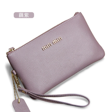 Ultra-thin Top Layer Cowhide Clutch Bag Women's All-match Fashion Big Brand Zipper Mobile Phone Bag Genuine Leather Long Wallet New