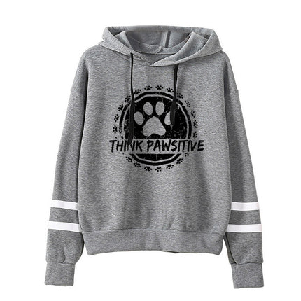 Foreign trade cross-border think pawsitive dog feet printed parallel bars striped sweater European and American autumn and winter men's and women's tops
