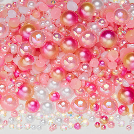 Nail Art Ab Colorful Flats Bottom Diamond Semi-Circle Pearl Mixed Color Set DIY Material Mobile Phone Shoes Clothing Cup Accessories