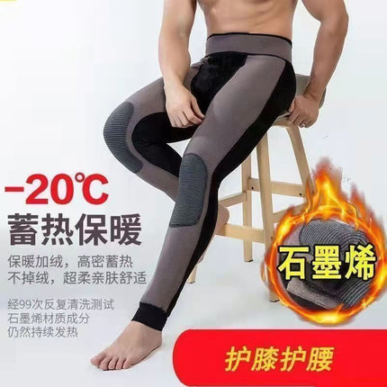 [Authentic] Men's Cashmere Thermal Pants Winter Thickeneded Velvet Cotton Pants Slim High Waist Large Size Knee Pads Wool Pants