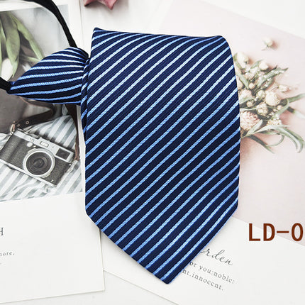 Factory In-Stock Zipper Tie Men's Formal Business 8cm Lazy Tie Red Black Striped Workplace Striped Tie