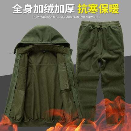 Autumn and Winter Jacket Workwear Suit Men's Velvet Thickeneded Cold-Proof, Warm, Dirt-Resistant and Wear-Resistant Camouflage Labor Protection Cotton Coat