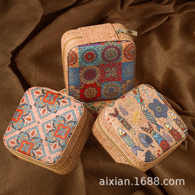 Cross-Border Portable Jewelry Storage Box, Retro High-End Jewelry Box, Earrings, Multi-Functional National Style Jewelry