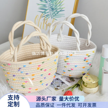 Fashion Woven Bag, Mohair Ball Bag, Colorful Dot Twist Handle Bag, Shoulder Bag, Handbag, Versatile Fashion Bag, Factory Direct Sale
