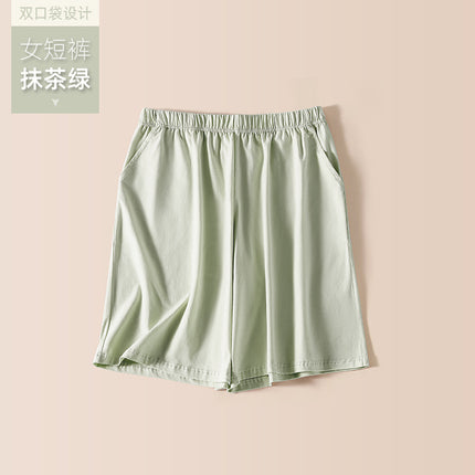 [7A antibacterial] pure cotton Women's pajama pants summer fifth pants shorts thin plus size home Outdoor Sports Leisure
