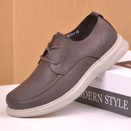 Rubber Foam Light Sole Frosted Cowhide Comfortable Men's Leather Shoes Lace-Up Breathable Hot-Selling Wholesale Casual Shoes