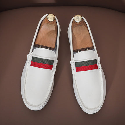 Doug Shoes Men's Summer New Fashion Men's Shoes All-match Men's Comfortable Soft Sole Slip-on Driving Casual Leather Shoes Trendy