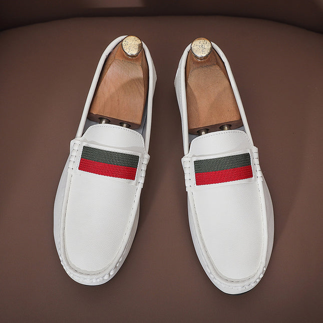 Doug Shoes Men's Summer New Fashion Men's Shoes All-match Men's Comfortable Soft Sole Slip-on Driving Casual Leather Shoes Trendy