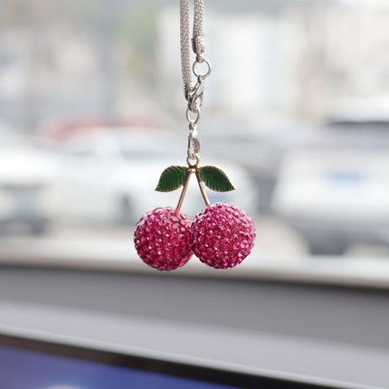 Ai Cheng Cross-Border Cherry Strawberry Car Interior Rhinestone Pendant Car Decoration Supplies Car Supplies Pendant