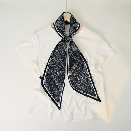 2025 European and American-style Beveled Silk Scarf Cross-border Silk Cashew Dot Long High-end Ribbon Scarf Women's Belt