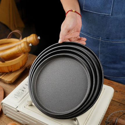 Thickened Western-style Iron Plate Household Non-stick Grilling Plate Barbecue Plate Round Fried Steak Barbecue Iron Plate Commercial