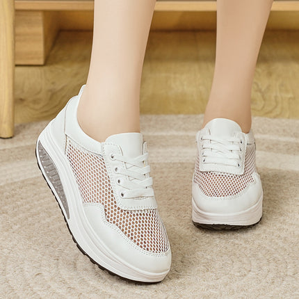 Popular White Shoes for Women, Mother's Shoes, 2025 Spring & Fall New Rocking Shoes, Sports Shoes, Thick-Soled Casual Shoes, Breathable Shoes