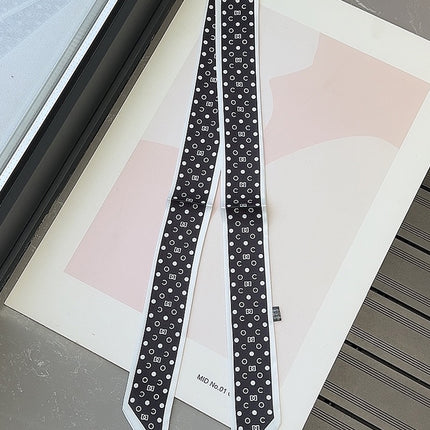 Lined Letter C Puppy Double-Layer Printed All-Match Tie Bag Ribbon Hair Band Ribbon Women's Decorative Small Scarf