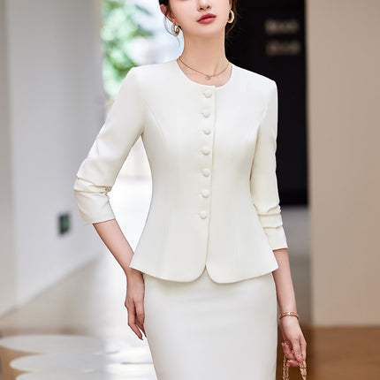 Blue suit women's suit 2024 new autumn high-end work clothes jewelry shop beautician hotel front desk work clothes