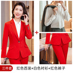 Red suit + pants + shirt / S