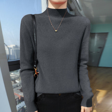 First-Line Garment Western Style Flower Pullover Soft Waxy Sweater Women's Autumn and Winter New Inner Knitted Base Shirt Slimming Age-Reducing
