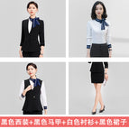 Black suit + black vest + white shirt + black skirt / S