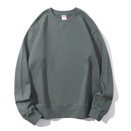 Men's Autumn AG380 g Cotton Heavy Loop Crewneck Men's Sweater Inverted Triangle Solid Color Printed Men's Fashion Brand