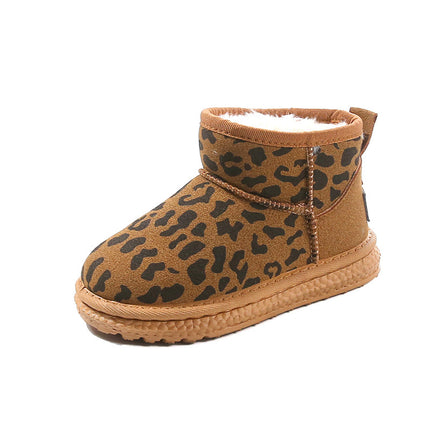 Girls' Snow Boots 2025 Winter New Style Children's Leather Waterproof Cotton Boots with Fleece Lining and Thickened for Boys and Girls Northeast Cotton Shoes