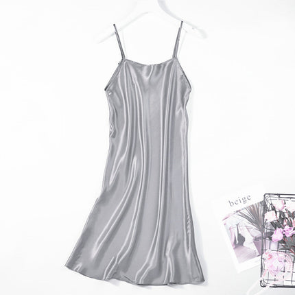 Special Cabinet Style Silk Slip Skirt Pure Mulberry Silk Nightgown Simple Exquisite Petticoat Mid-length Women's dress Solid Color