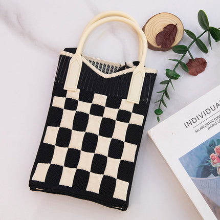 High Elastic Knitted Satchel Fashion Shoulder Bag 2024 Satchel Simple Versatile Student Casual Bag Large Capacity Mobile Phone Bag