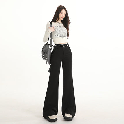 Black Flared Jeans for Women, Autumn New American Style, High-Waisted, Loose, Drapey, Slimming Wide-Leg Bell-Bottom Pants