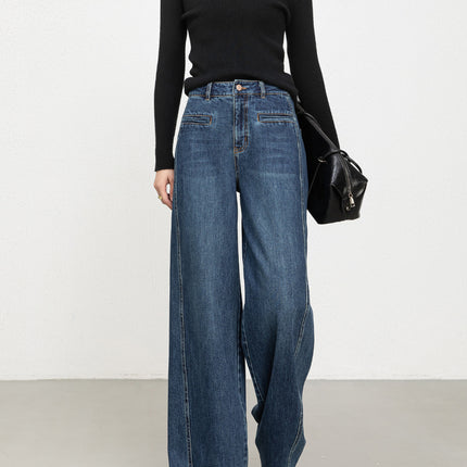 Miaoyu High-Waisted Wide-Leg Jeans for Women, 2026 Spring New Style, Versatile, Relaxed, Floor-Length