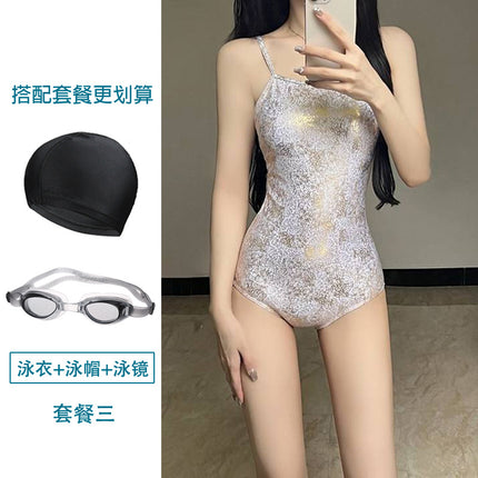 2024 new ins South Korea white moonlight girl backless belly thin professional racing triangle one-piece swimsuit women