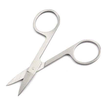 Spot Wholesale Stainless Steel Eyebrow Trimming Scissors Eyebrow Trimming Scissors Beauty Special a Scissors Beard Scissors Round Head Nose Hair Scissors