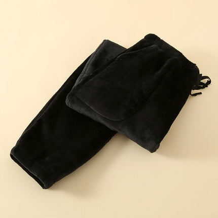 Extra thick 400g women's pajama pants winter coral fleece flannel home pants can be worn outside ankle-tied warm pants