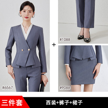 High-end Suit suit Female Spring and Autumn Professional Temperament Goddess Fan Hotel Manager Front Desk Reception Beauty Salon Overalls