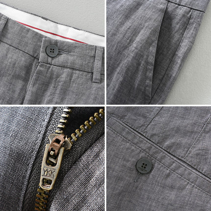 1335 Spring and Summer New Linen Casual Pants for Men, Lightweight, Breathable, Non-Stick, Yarn-Dyed Cotton and Linen Straight-Leg Loose Pants