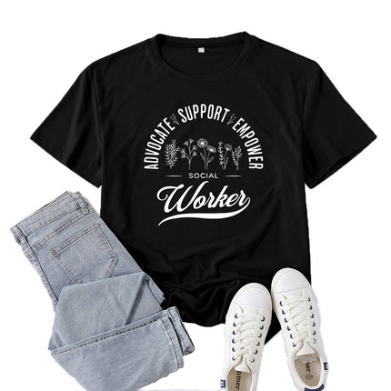 Amazon Supply Advocate Support Empower Printed Short-Sleeved Women's Casual Summer Casual