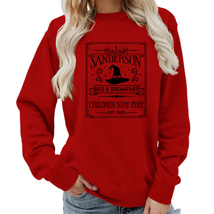 Sanderson Bed Breakfast Printed Round Neck Women's Top Sweatshirt Autumn and Winter Amazon Loose