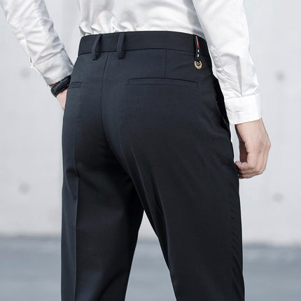 Black Small Suit Pants Men's Ankle-length Pants Straight-tube Slim-fit Small-foot Casual Korean Style Trendy Drop-feeling Men's Suit Pants