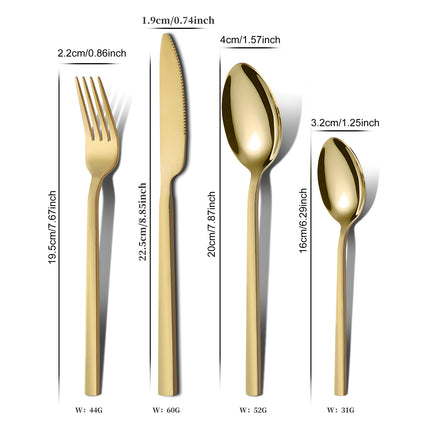 Cross-Border Thickened Stainless Steel Western Cutlery Steak Main Course Knife, Fork, Spoon Four-Piece Set Hotel Cutlery Set Cross-Border Hot Sale