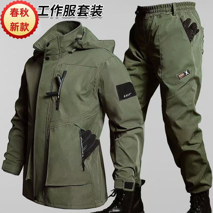 Spring and Autumn New Wear-Resistant Work Clothes Loose Electric Welding Auto Repair Work Clothing Riding Function Men's and Women's Training Clothes