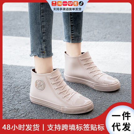 2026 Korean Short-Tube Women's Waterproof Non-Slip Boots, Water Shoes for Car Washing, Outdoor Use, Student Rubber Shoes, Export Rain Shoes