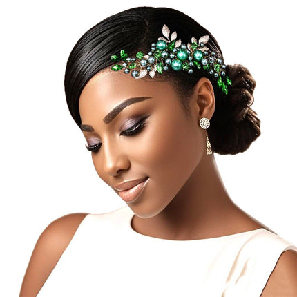 Chenxing Foreign Trade Bridal Hair Accessories Hair Comb Pearl Alloy Leaf Sparkling Diamond Hair Accessories Photo Studio Accessories Cx596