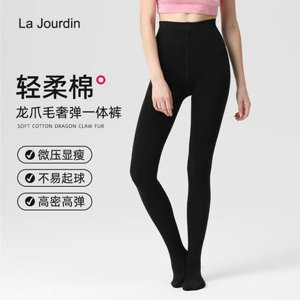 Thickened Fleece Dragon Claw High-Waisted Anti-Pilling Thermal Leggings with High Elasticity, Butt-Lifting, Slimming, and Integrated Socks for Commuting Style
