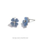 【2836】blue four-leaf clover earrings