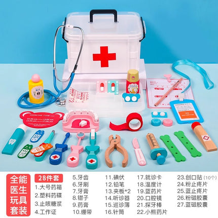 Children's wooden simulation doctor nurse toy suit play house boy girl stethoscope role-playing toy