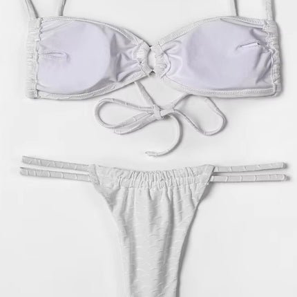Billion Swimming 2025 European and American Foreign Trade Solid Color Special Fabric Split Women's Beach Bikini suit Bikini