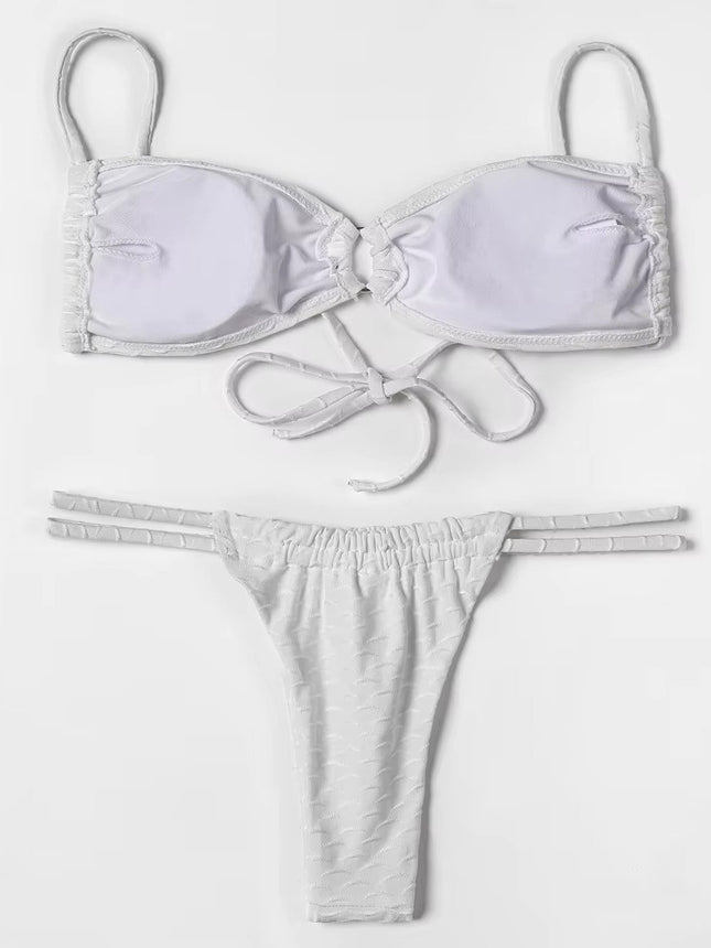 Billion Swimming 2025 European and American Foreign Trade Solid Color Special Fabric Split Women's Beach Bikini suit Bikini